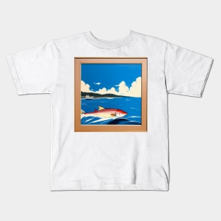 Vintage Retro Cod Fishing Poster Kids T-Shirt